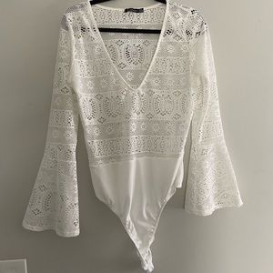 White crochet bodysuit